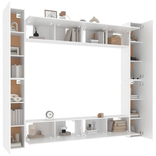 vidaXL 8 Piece TV Cabinet Set White Engineered Wood