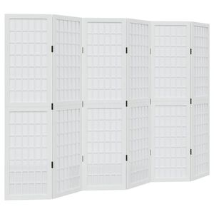 vidaXL Room Divider 6 Panels White Solid Wood Paulownia