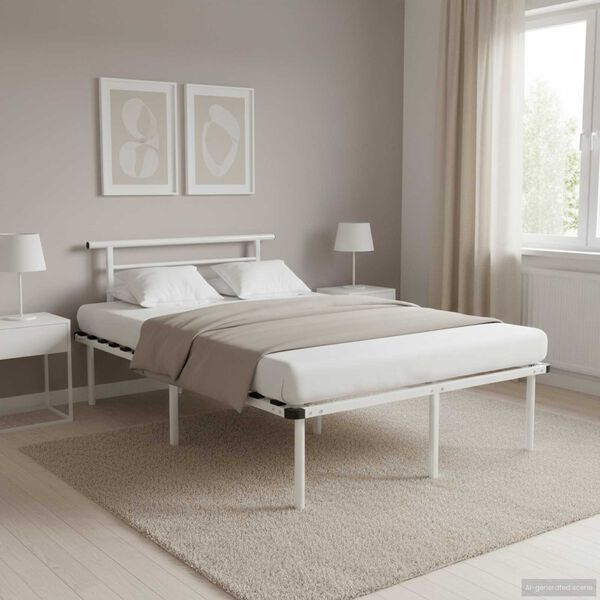 vidaXL Bed Frame without Mattress White Metal 120x200cm