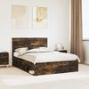 vidaXL Bed Frame Smoked Oak 160 x 200 cm Solid Pine Wood