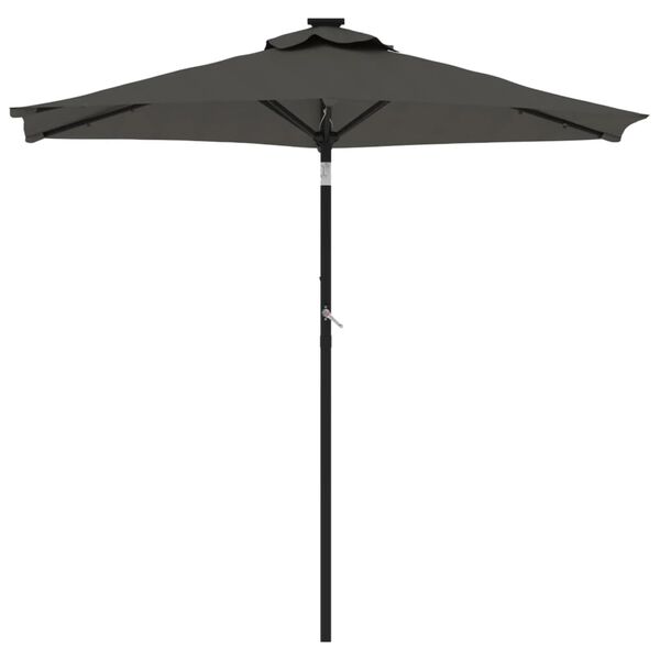 vidaXL Garden Parasol with LEDs and Steel Pole Anthracite 225x225x212cm