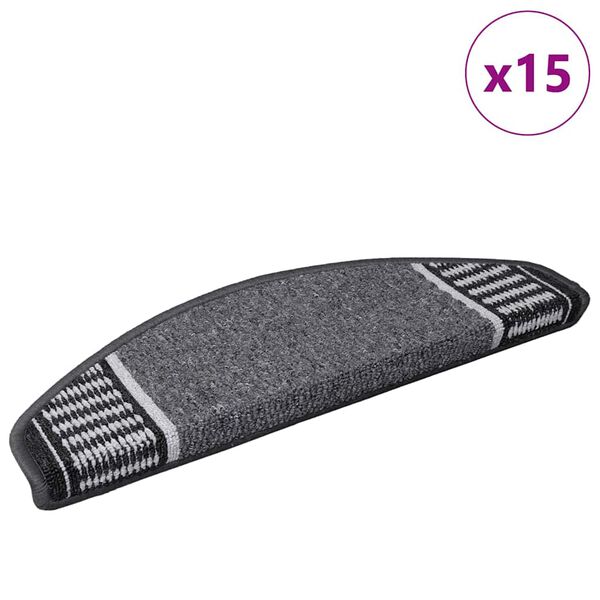vidaXL Self-adhesive Stair Mats 15 pcs Anthracite 65 x 21 x 4 cm