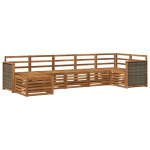 vidaXL Sectional Sofa Set 6 pcs Natural Solid Acacia Wood
