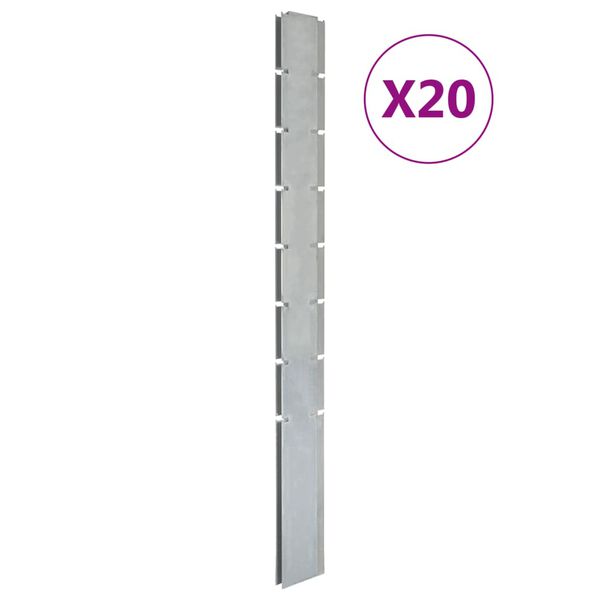 vidaXL Garden Fence Posts 20 pcs Silver 200 cm&nbsp;Galvanised Steel