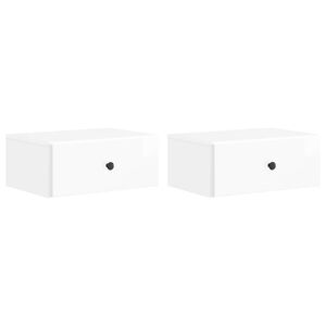 vidaXL Wall-Mounted Bedside Cabinet with Drawer 2 pcs High Gloss White