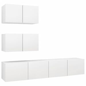 vidaXL 4 Piece TV Cabinet Set White Engineered Wood