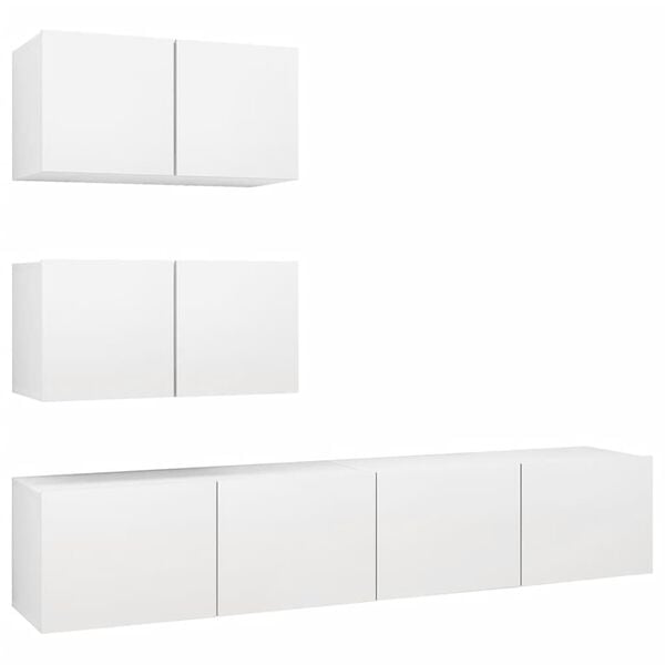 vidaXL 4 Piece TV Cabinet Set White Engineered Wood