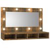vidaXL Mirror Cabinet with LED Smoked Oak 90x31.5x62 cm