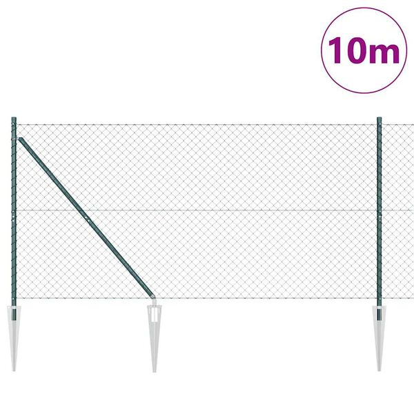 vidaXL Fence Post Green 10 x 1.2 m (40 x 40 mm mesh) Steel and PVC