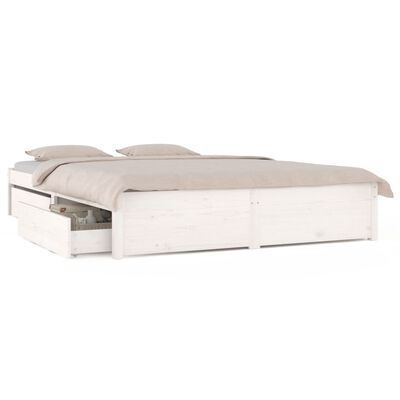vidaXL Bed Frame with Drawers White 140x200 cm