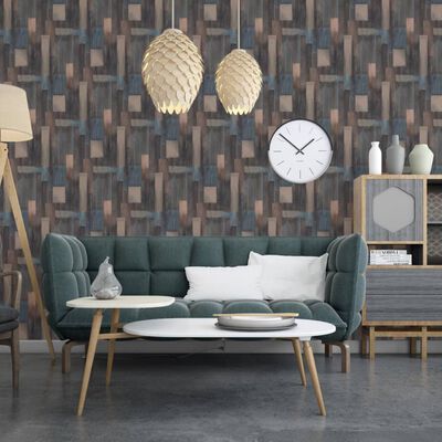 DUTCH WALLCOVERINGS Wallpaper Wood Blue and Brown