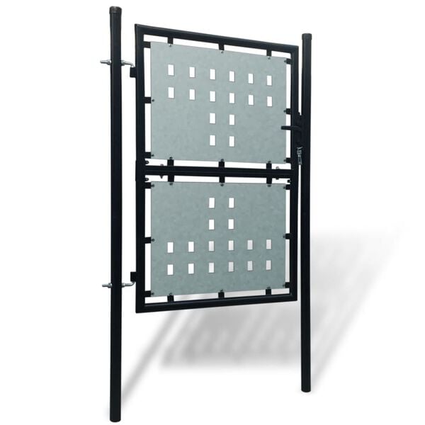 vidaXL Black Single Door Fence Gate 100x150 cm