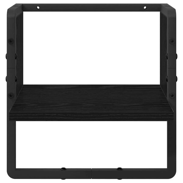 vidaXL Wall Shelf with Shelf Black Oak 30 x 25 x 30 cm Engineered Wood