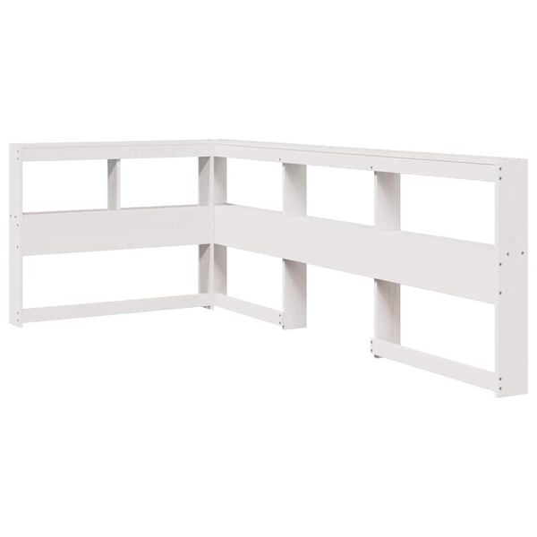 vidaXL Bookcase Headboard L-Shaped White 100 cm Solid Wood Pine