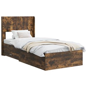 vidaXL Bed Frame with Storage and Headboard Smoked Oak 75 x 190 cm
