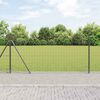 vidaXL Fence with Post Grey 1 x 25 m Steel and PVC