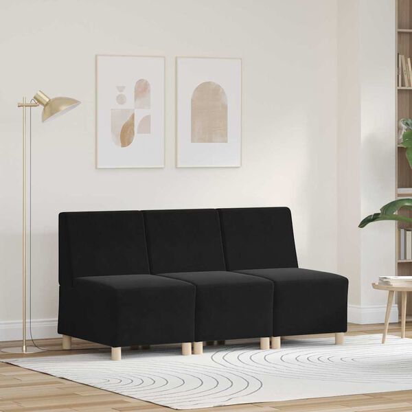 vidaXL Modular Sofa Unit Armless 3 pcs Black 55 x 74 x 82 cm Velvet