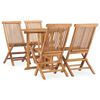 vidaXL 5 Piece Folding Outdoor Dining Set Solid Teak Wood