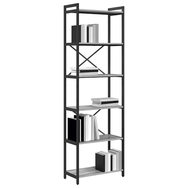 vidaXL Bookshelf Grey sonoma 60 x 30 x 190 cm Engineered Wood