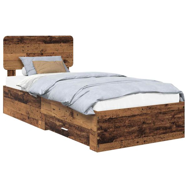 vidaXL Bed Frame with Headboard Old Wood 100 x 200 cm Engineered Wood