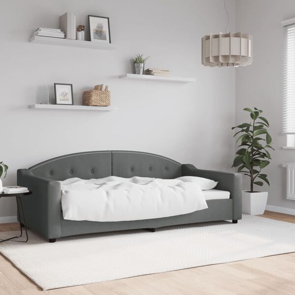 vidaXL Day Bed without Mattress Dark Grey 90x190 cm Single Fabric