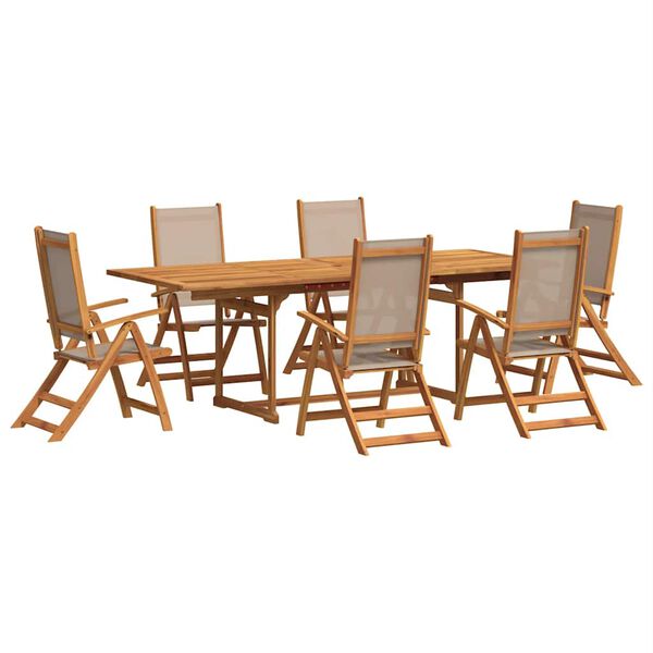vidaXL 7 Piece Garden Dining Set Solid Wood Acacia and Textilene