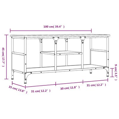 vidaXL TV Cabinet Black 100x35x45 cm Engineered Wood&Iron