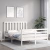 vidaXL Bed Frame without Mattress White Small Double Solid Wood Pine