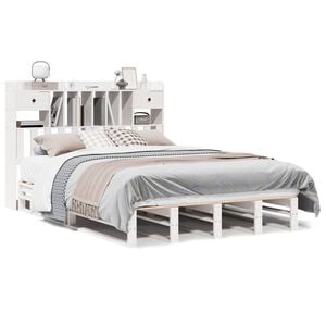 vidaXL Bookcase Bed without Mattress White 140x190 cm Solid Wood Pine