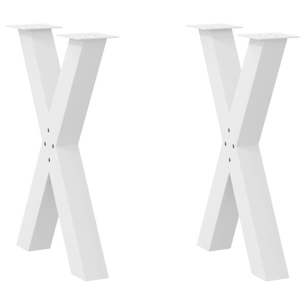 vidaXL Dining Table Legs X-Shaped 2 pcs White 50x(72-73) cm Steel
