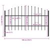 vidaXL Garden Fence with Spear Top Steel 181x100 cm Black