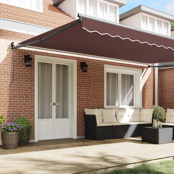 vidaXL Manual Retractable Awning Brown 500x300 cm