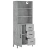 vidaXL Highboard Concrete Grey 69.5x34x180 cm Engineered Wood
