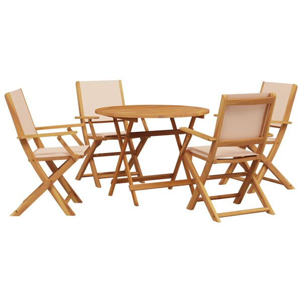 vidaXL 5 Piece Garden Dining Set Beige Fabric and Solid Wood