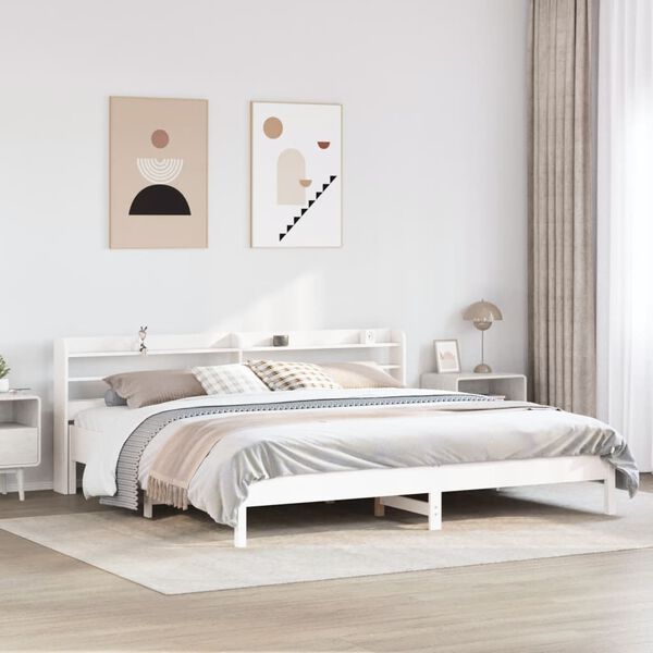 vidaXL Bed Frame without Mattress White 200x200 cm Solid Wood Pine