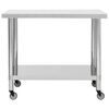 vidaXL Kitchen Work Table with Wheels 100x30x85 cm Stainless Steel