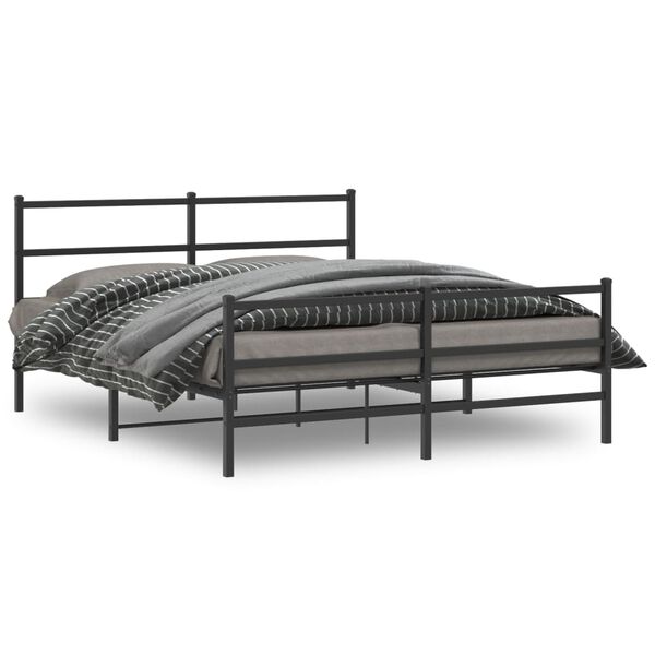vidaXL Metal Bed Frame without Mattress with Footboard&nbsp;Black 160x200cm