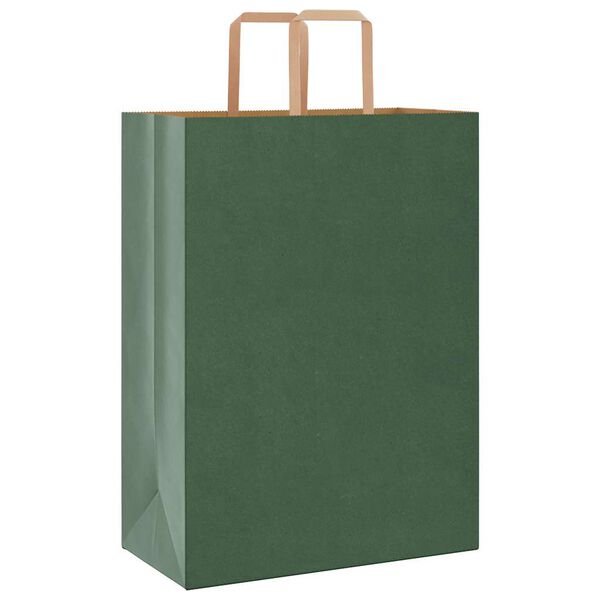 vidaXL Paper Bags 250 pcs with Handles Green 32x17x44 cm