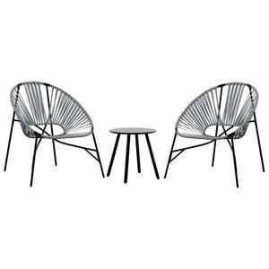 vidaXL Garden Chair Set 3 pcs Black and Light Grey Poly Rattan
