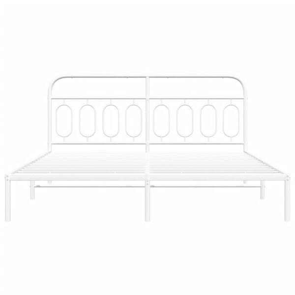 vidaXL Metal Bed Frame without Mattress with Headboard White 160x200cm