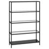 vidaXL Shelf | Black and Transparent | Tempered Glass, Powder-Coated Iron