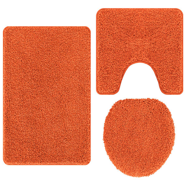 vidaXL Anti-slip Bath Mat Set 3 pcs Orange PP