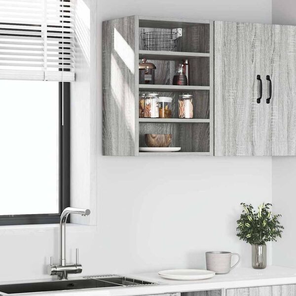 vidaXL Hanging Cabinet Riga Grey Sonoma 40x29.5x60 cm Engineered Wood