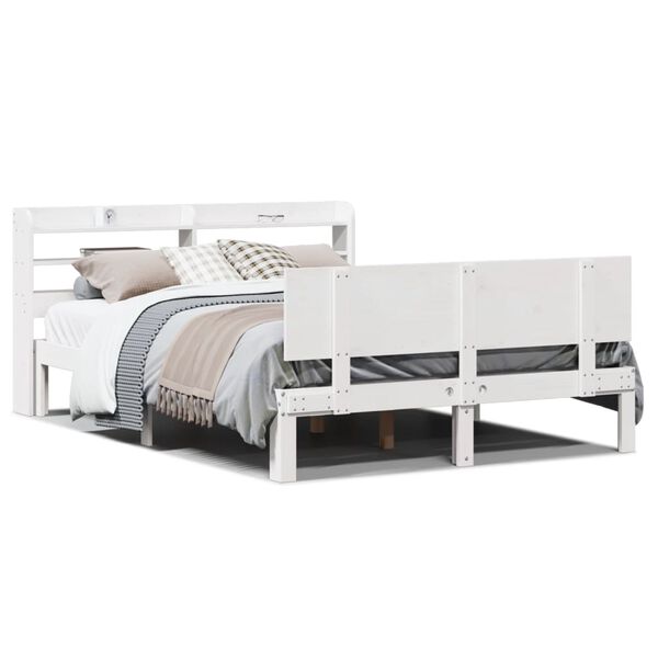 vidaXL Bed Frame with Headboard without Mattress White 150x200 cm King Size