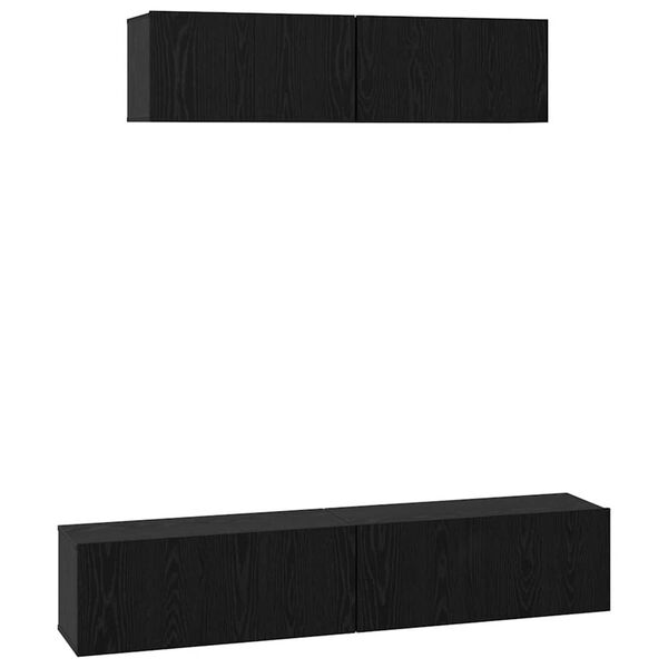 vidaXL TV Cabinet Set Wall-mounted 4 pcs Black Oak Engineered Wood