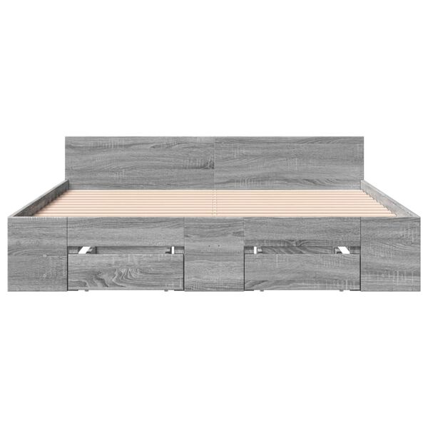 vidaXL Bed Frame with Drawers without Mattress Grey Sonoma 120x200 cm