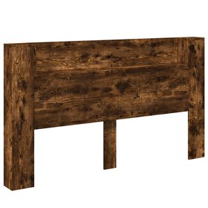 vidaXL Headboard Cabinet with LED Smoked Oak Engineered Wood