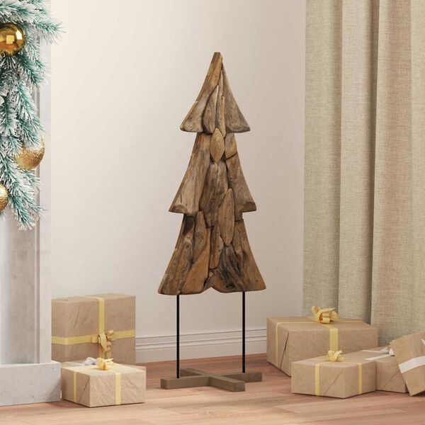 vidaXL Christmas Tree with Stand Brown 90 cm Solid teak wood