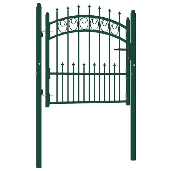 vidaXL Fence Gate with Spikes Steel 104x97 cm Green