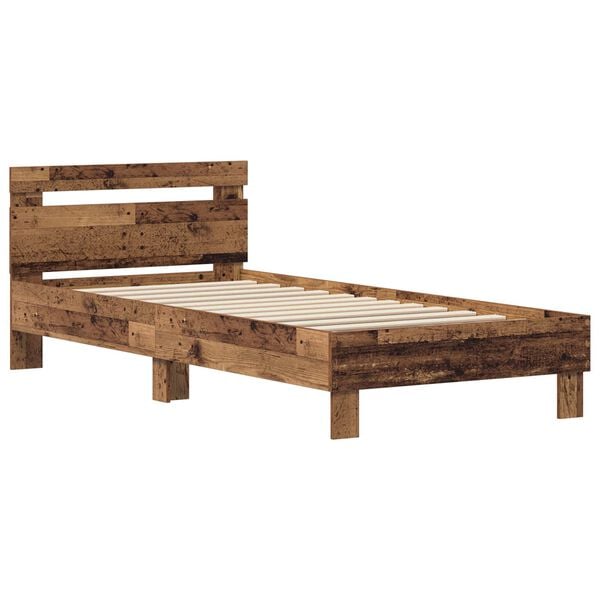 vidaXL Bed Frame with Headboard Old Wood 98.5 x 200 cm Engineered Wood